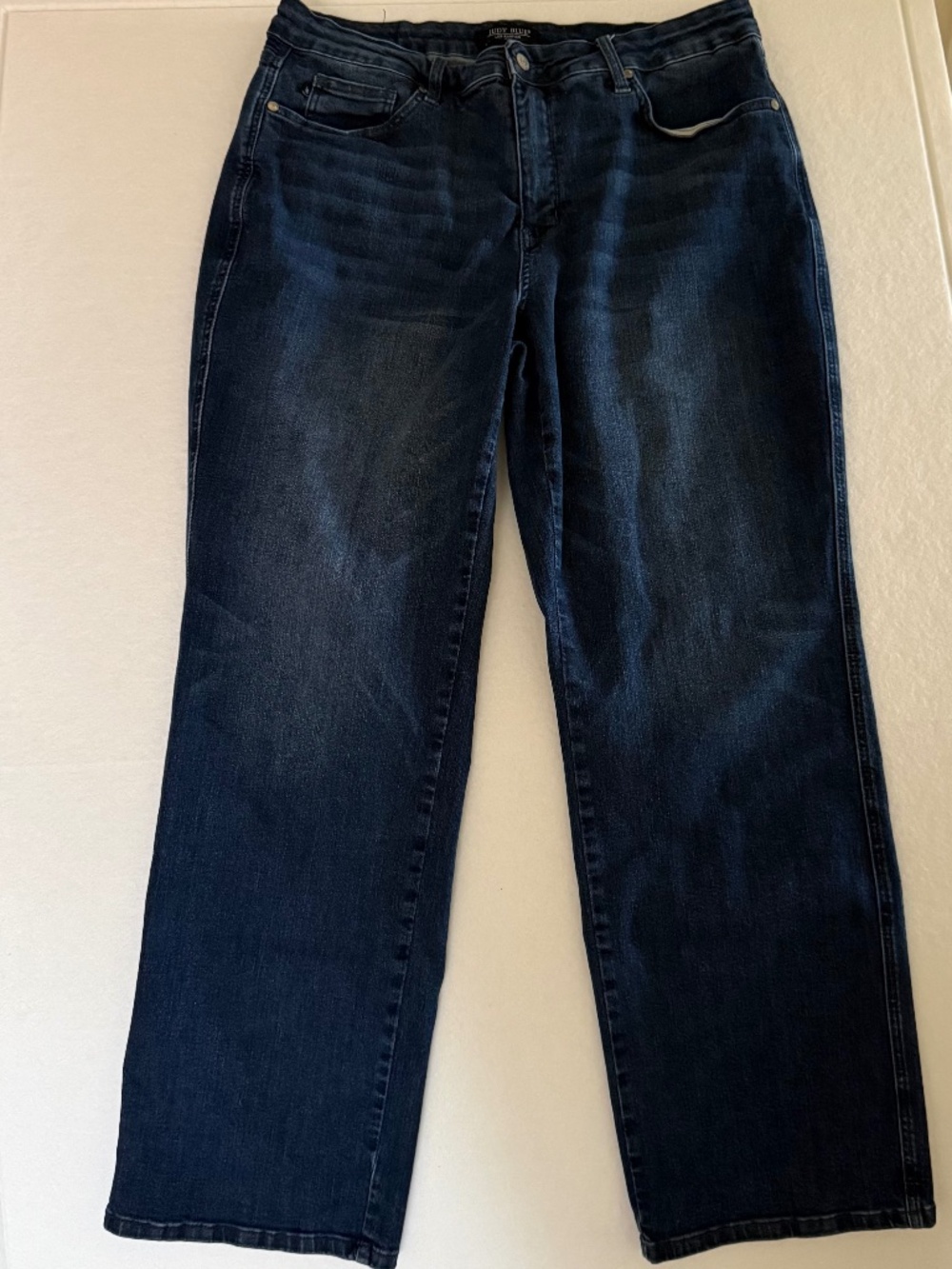 Judy Blue Mid Rise Tummy Control Stretch Straight Jeans 20W 88861 Dark Wash EUC